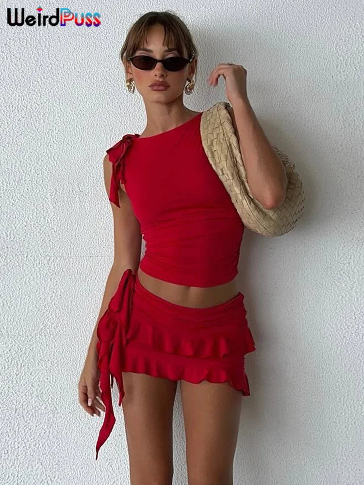 Women's Mini Skirt & Shirt™  Bandage Slim Tank & Skirt  Festival Outfit