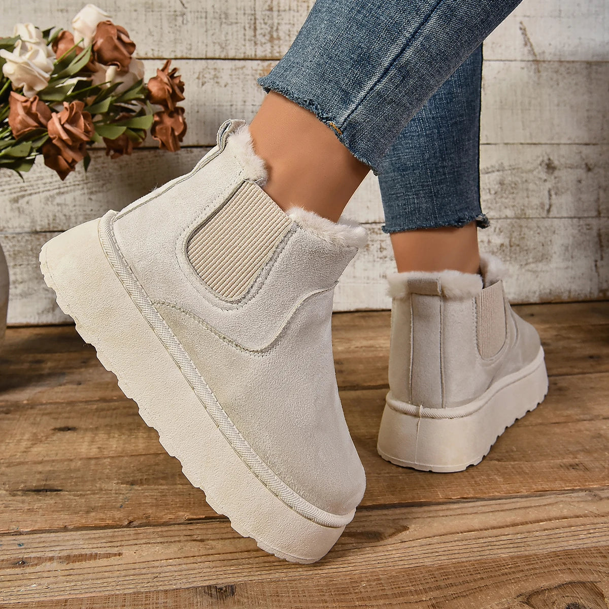 Women's Winter Short Plush Boots™ Warm Snow Suede Fur Chelsea Ankle Boots