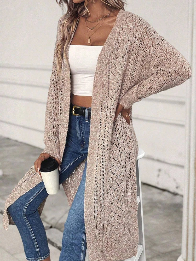 Women's elegant solid color cardigan sweater™ hollowed out knitwear loose cardigan