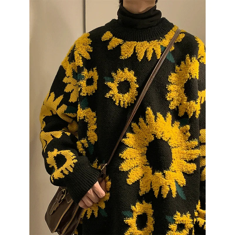Men's Flocking Floral Sweater™ Baggy Spring Autumn Japanese Style Retro Knitwear