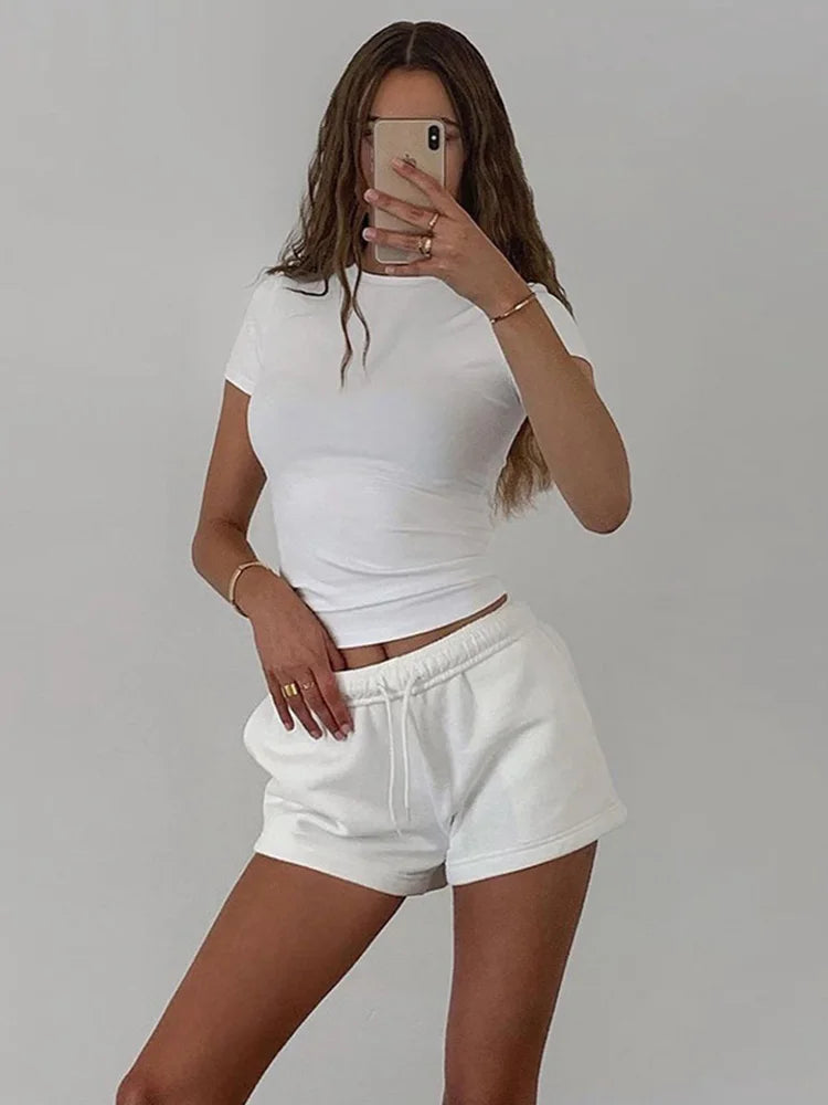 Women's Short Sleeve T-Shirt™ Solid Simple Casual Soft All-Match Basic Crop Tops