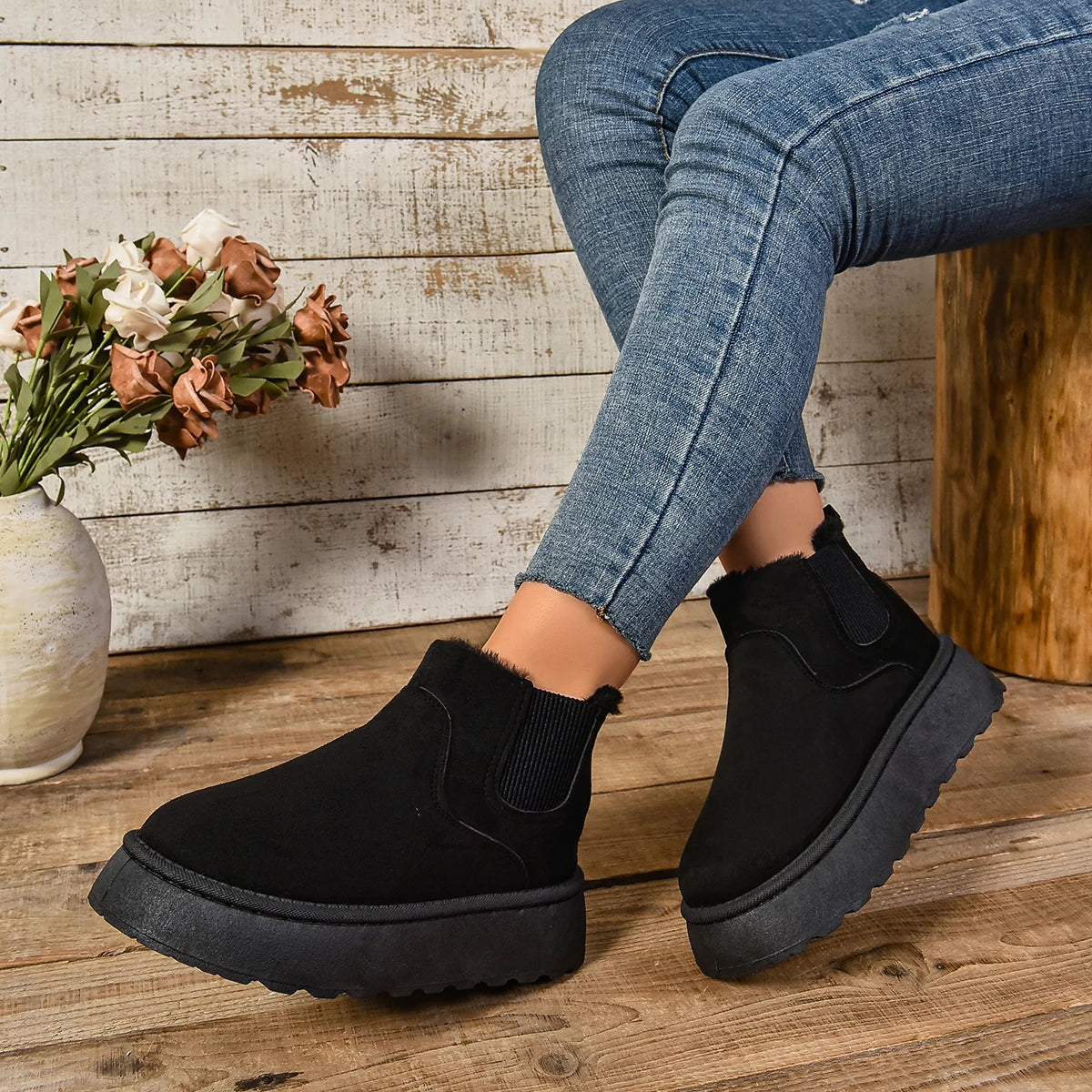 Women's Winter Short Plush Boots™ Warm Snow Suede Fur Chelsea Ankle Boots