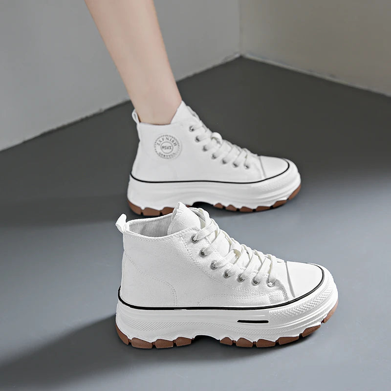 Women's Sneakers™ Lace-Up Casual Platform Height High Top Vulcanize Shoes