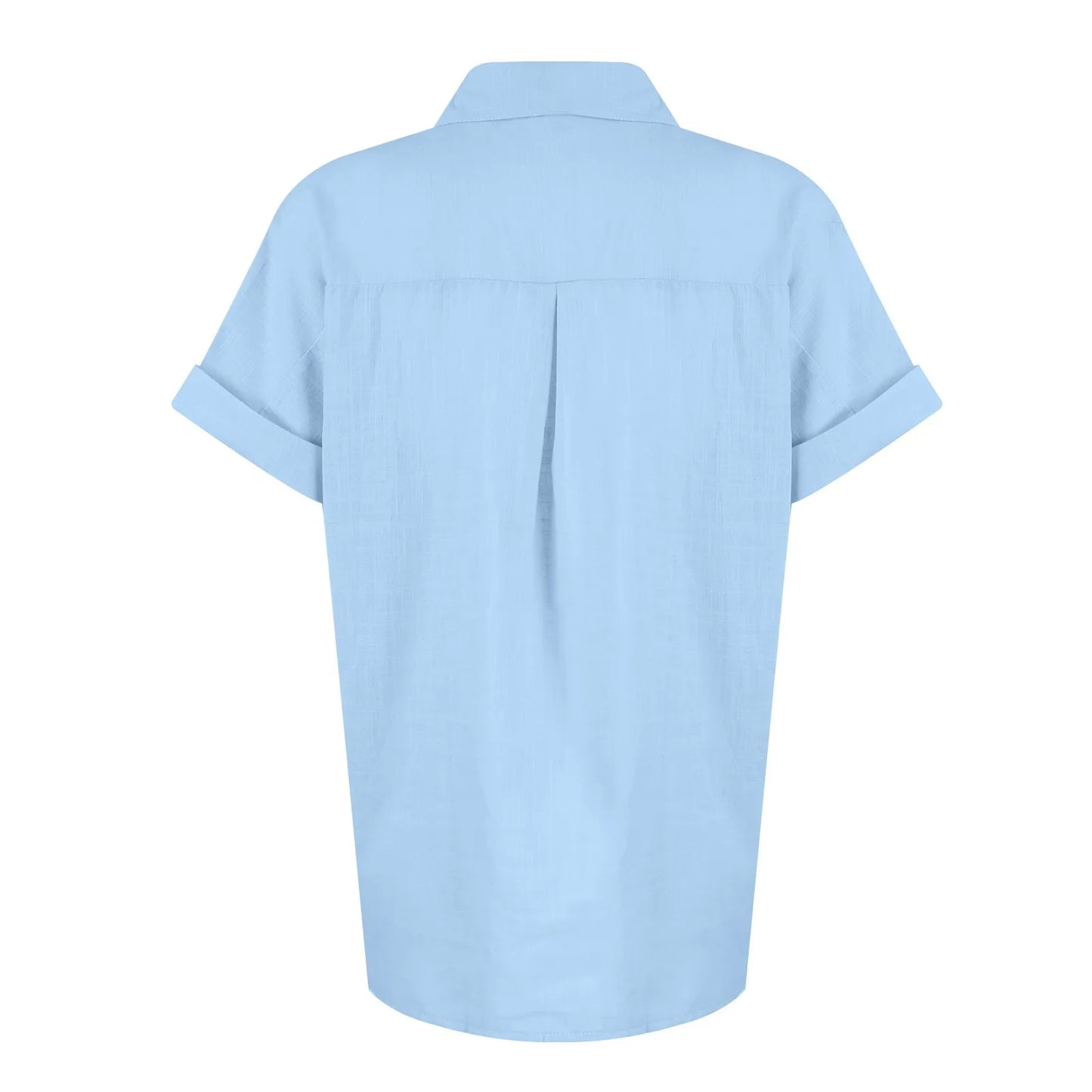 Women's  Cotton Linen Classic Shirts™ Short Sleeve Lapel Button Down Shirt