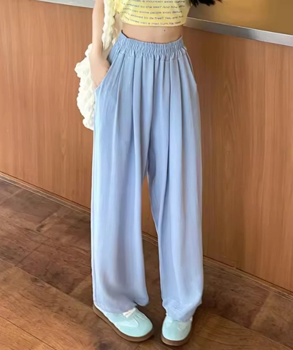 Women's Pants™ Ice Silk Wide-Leg High-Waisted Straight Draped Anti-Wrinkle Casual Pants