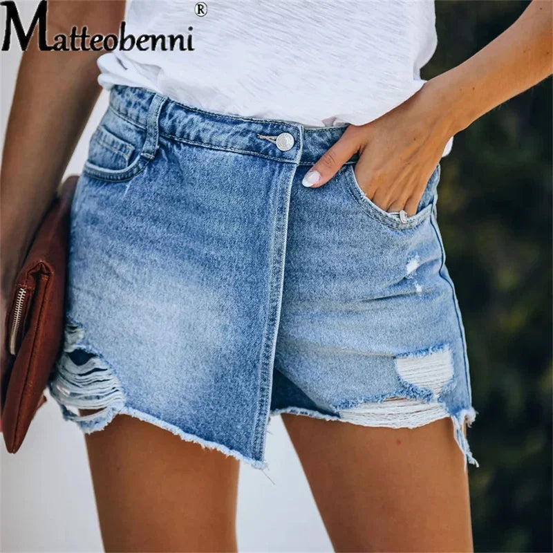 Women's Ripped Denim Shorts™ High Waist Bodycon Distressed Pockets Short Jeans
