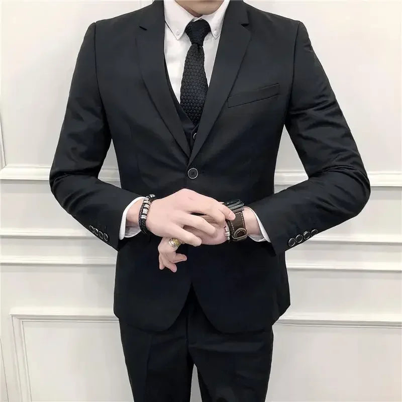 Men's Suit (Blazer+ Vest + Pants)™ Solid Color Casual Slim-fit Suit