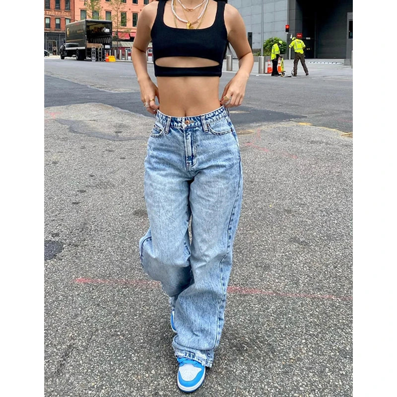 Women's Jeans™ Y2K Aesthetic Mid Waist Baggy Loose Denim Pants