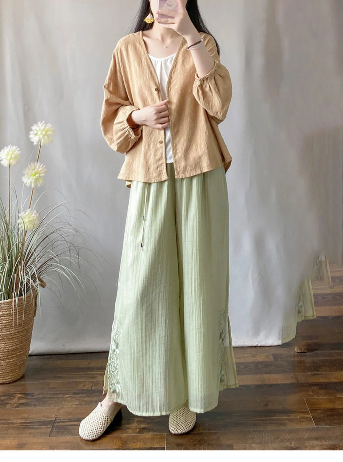 Women's Loose Cotton Linen Summer Tops™ Long Sleeve Shirt Air Conditioning Tank Top