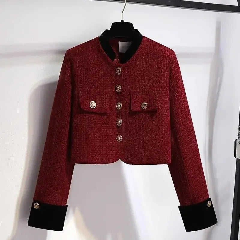 Women's Autumn Jacket & Skirt Set™ Thickened Plus Size Red Tweed Suit