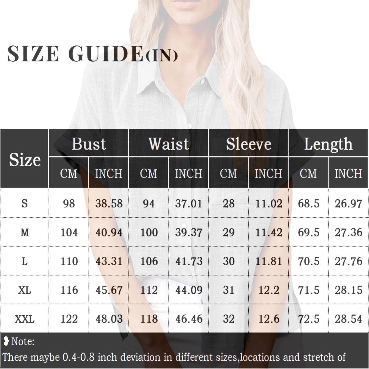 Women's  Cotton Linen Classic Shirts™ Short Sleeve Lapel Button Down Shirt