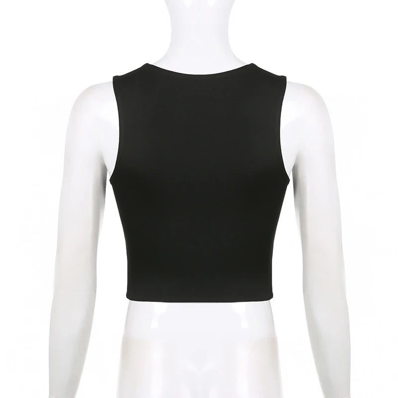 Women's Sleeveless Collar Crop Tops™ Y2K Summer Black Tank Tops