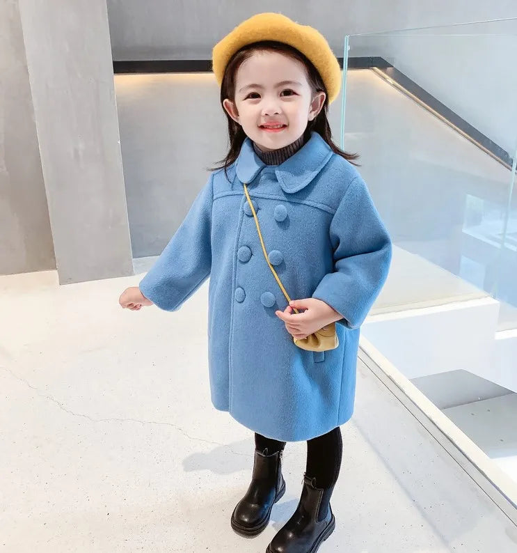 Girl's Long Cotton Coat™ Korean Style Thickened Double-breasted Jacket