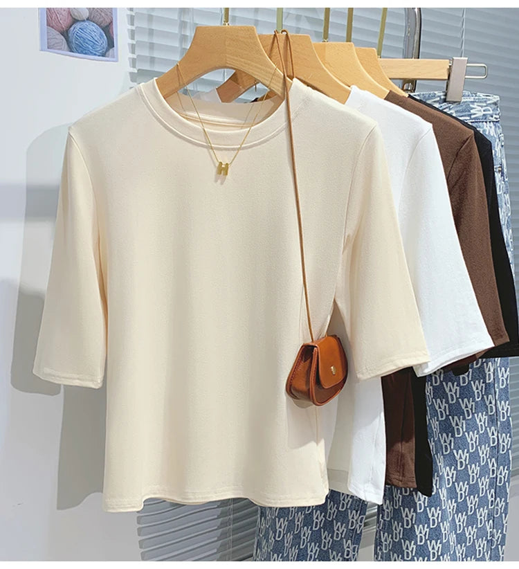 Women's T-shirt™ AOSSVIAO Summer Cotton Crew Neck Short Sleeve Tops Shirts