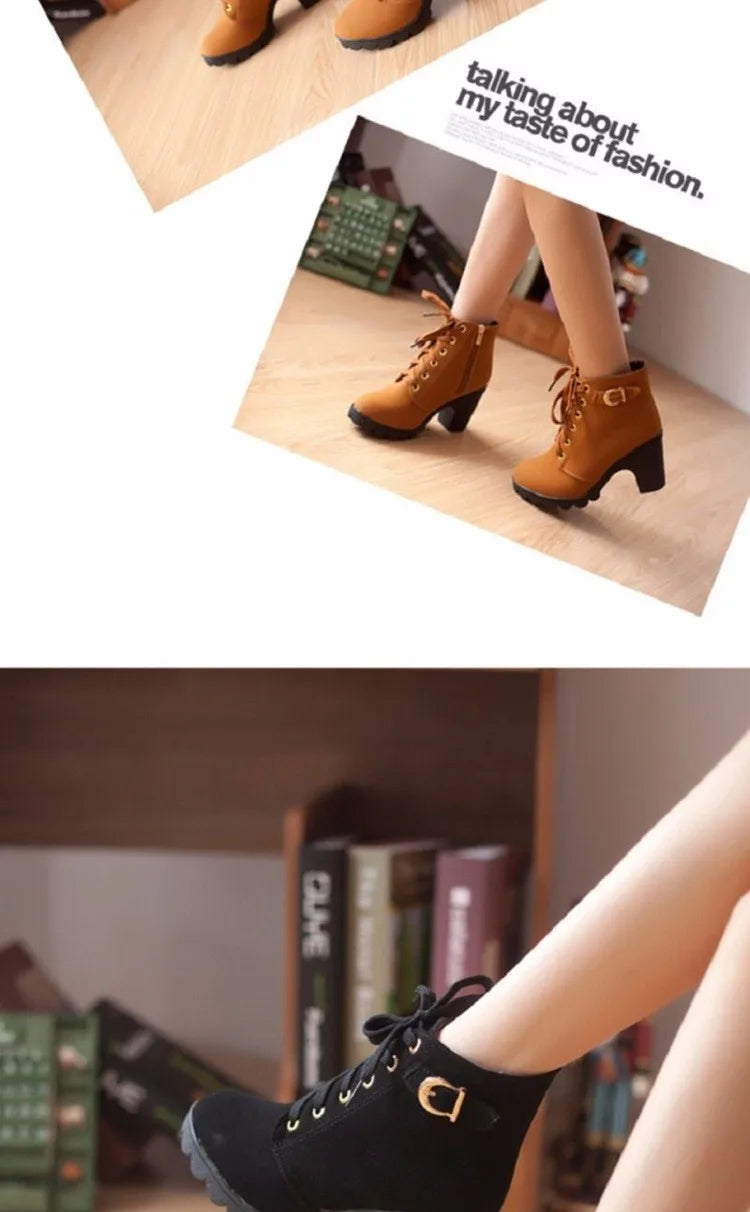 Women's Winter Pumps Boots™  High Heels Lace-up Boots