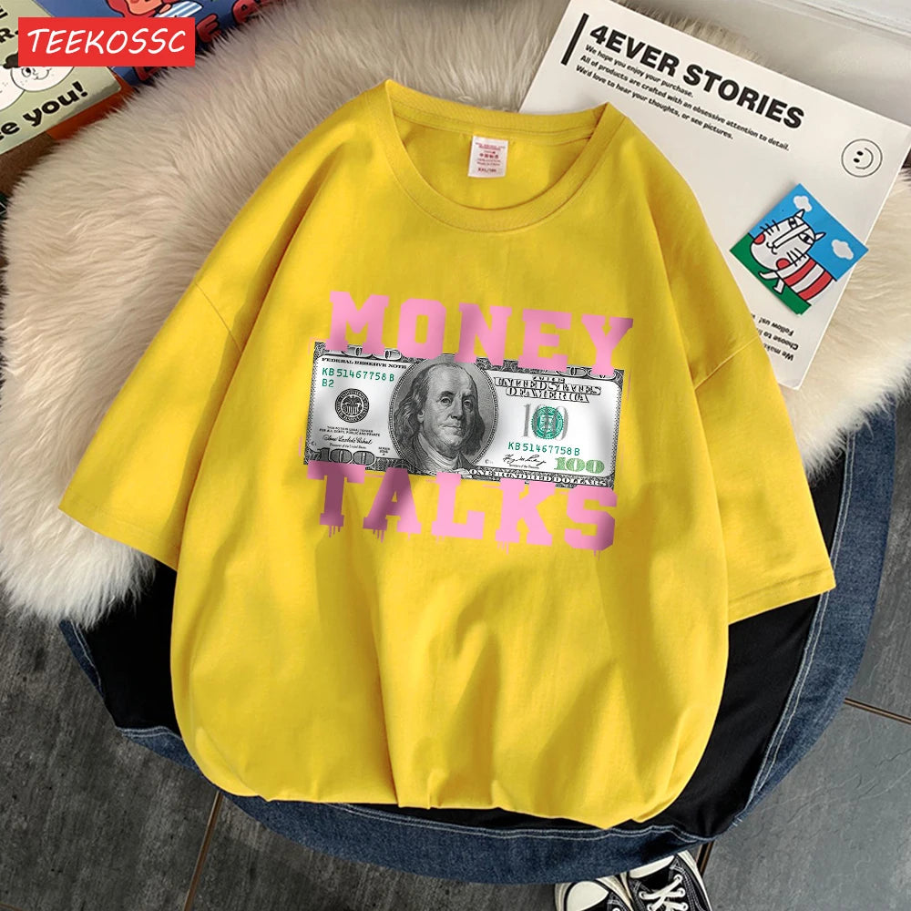 Women's T-Shirt™ Money Talks Us Dollar Short Sleeve T Shirts