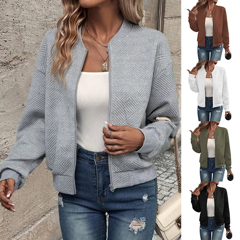 Women's zipper jacket™ baseball collar casual jacket