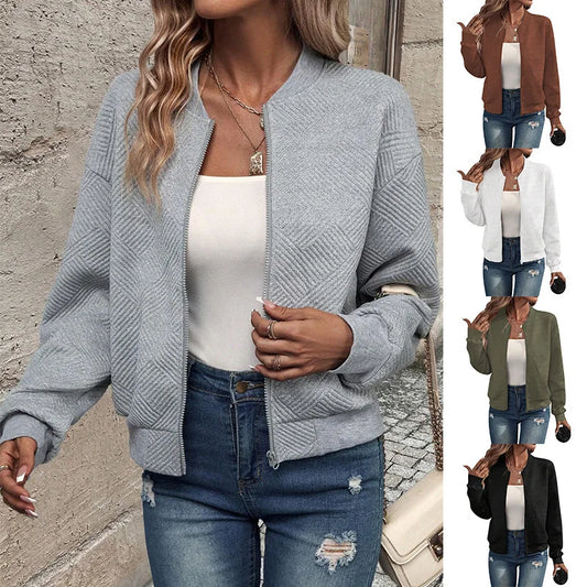 Women's zipper jacket™ baseball collar casual jacket