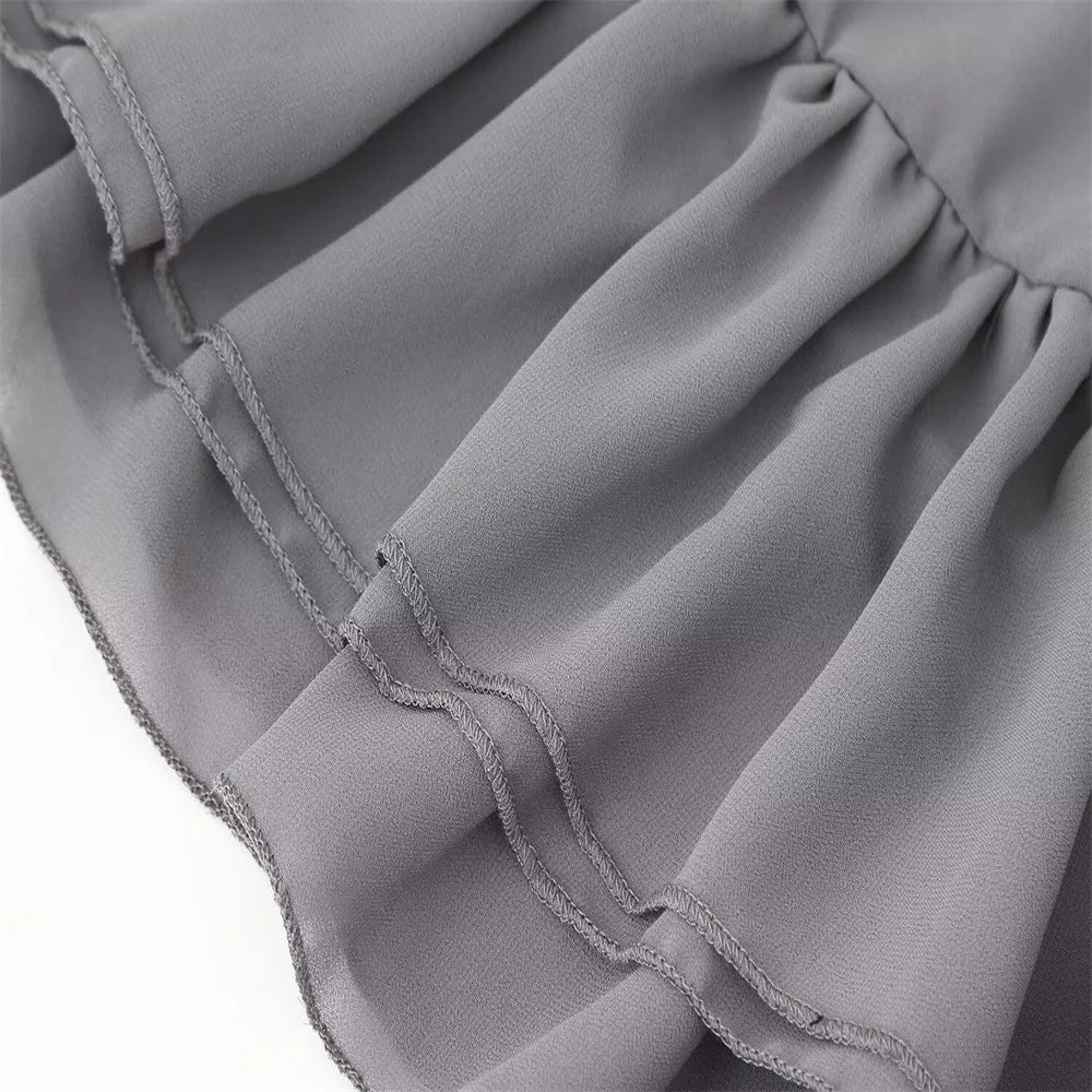 Women's Halter Sequin Ruffled Mini Dress™ V-neck Sleeveless Lace Up Backless Pleated Dresses