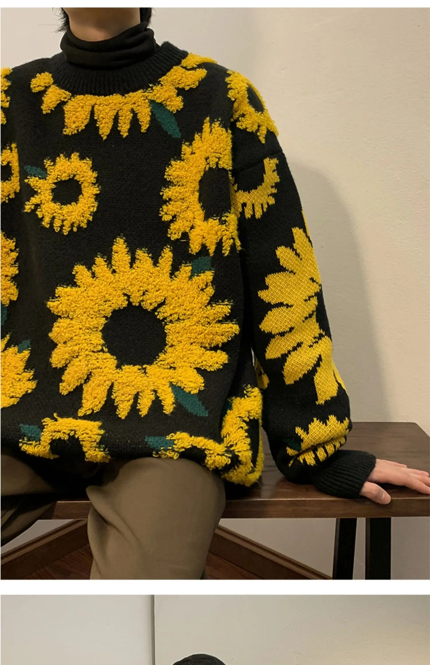 Men's Flocking Floral Sweater™ Baggy Spring Autumn Japanese Style Retro Knitwear