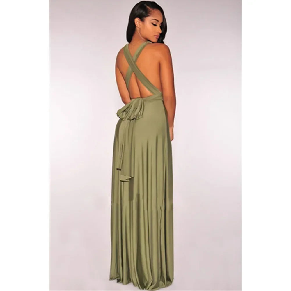 Women's Multi-worn V-neck Long Dress™ Strapped Summer Maxi Dress