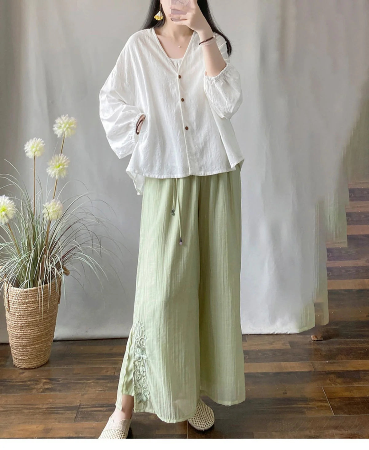 Women's Loose Cotton Linen Summer Tops™ Long Sleeve Shirt Air Conditioning Tank Top