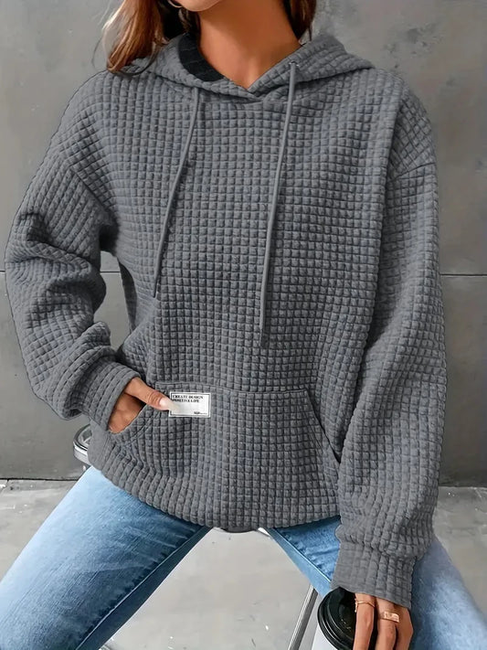 Women's autumn and winter waffle hoodie™ casual sports loose sweatshirt