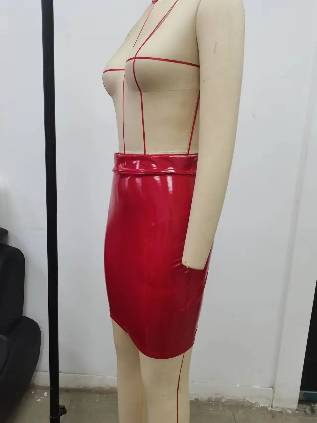 Women's Pu Leather Dress™ Fashionable Elegant Shiny Waist Bag Women Half Skirt Pu Leather Skirts