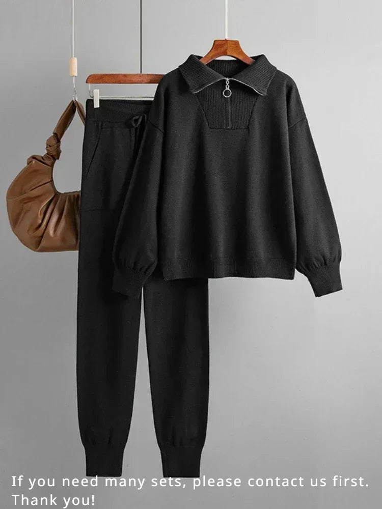 Women's Knitted Suit™ 2 Piece Sets Outfit Trouser Oversized Casual Sweaters Jogging Knitwear Tracksuit