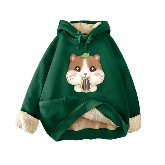 Women's Lamb Wool Pullovers™ Velvet Cartoon Hoodies