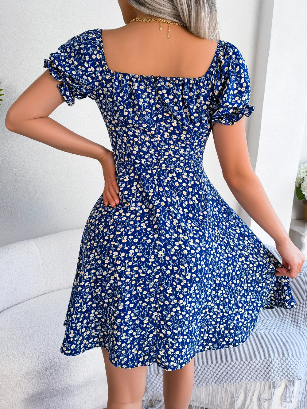 Women's Casual Ruffles Dress™ Short Sleeve Floral Print A Line Dress