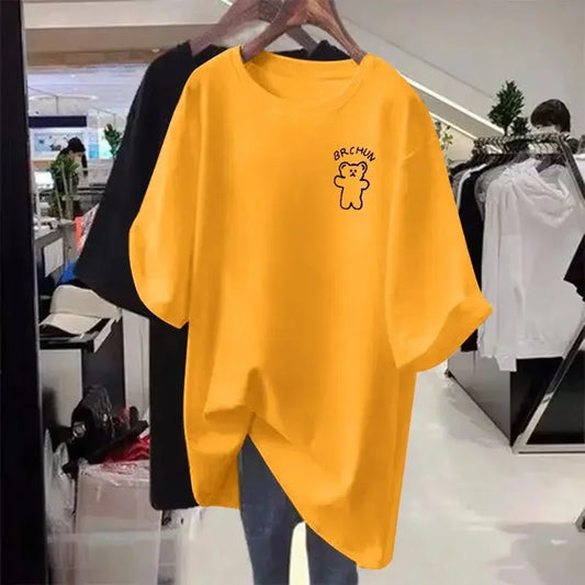 Women's casual loose oversized T-shirt™ cartoon short sleeved cotton sweater