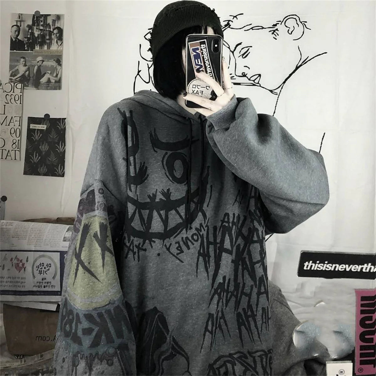 Women's Gothic Hoodie™ Japan Cartoon Hip Hop Punk Oversize Hoodie Sweatshirt