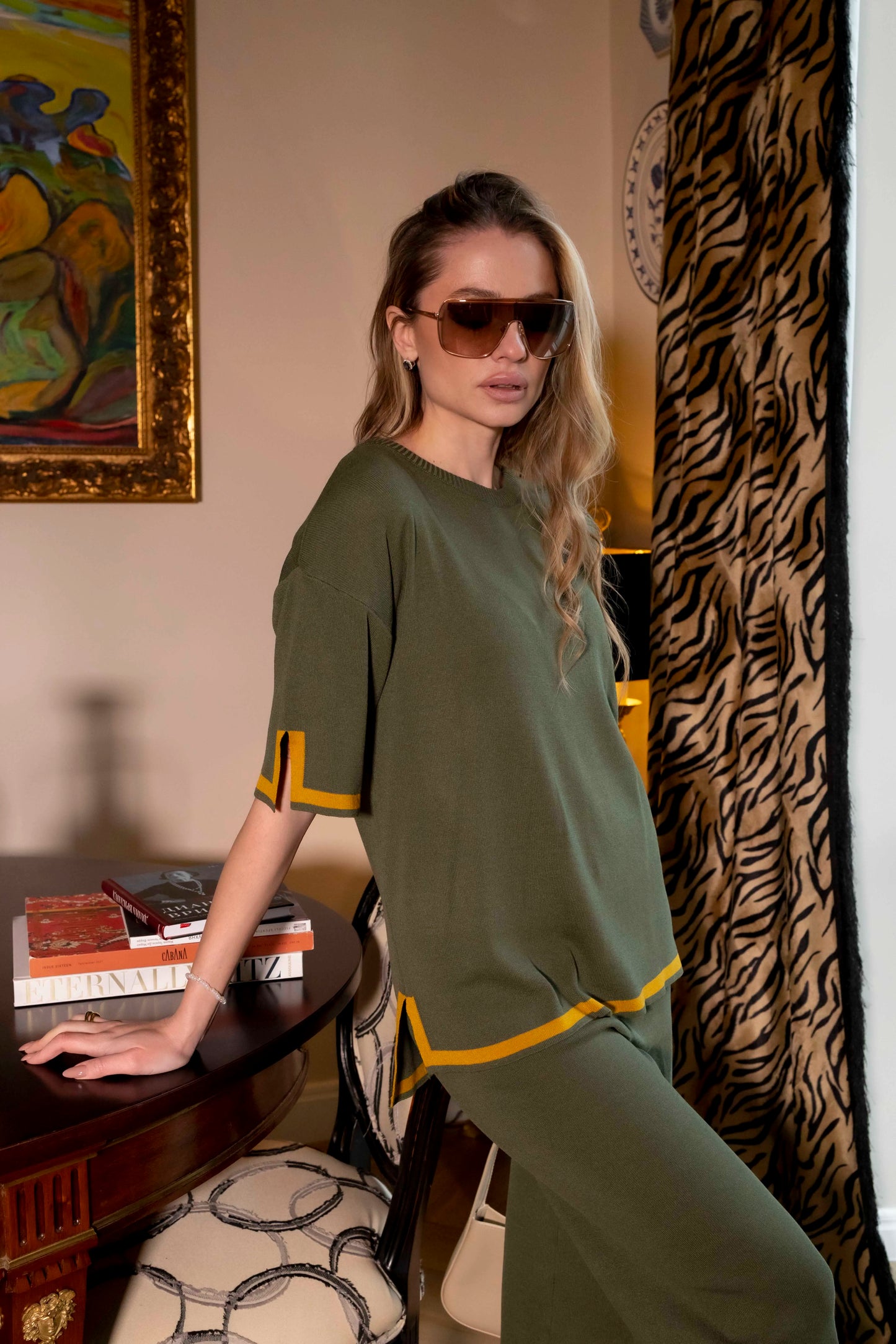 Women's Loungewear Two Piece Set™ Casual Slit Short Sleeve Knitted Two Piece Sets 's