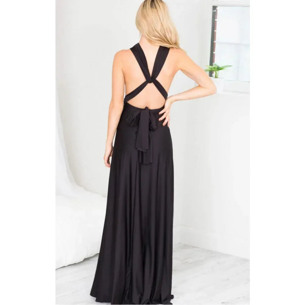 Women's Multi-worn V-neck Long Dress™ Strapped Summer Maxi Dress