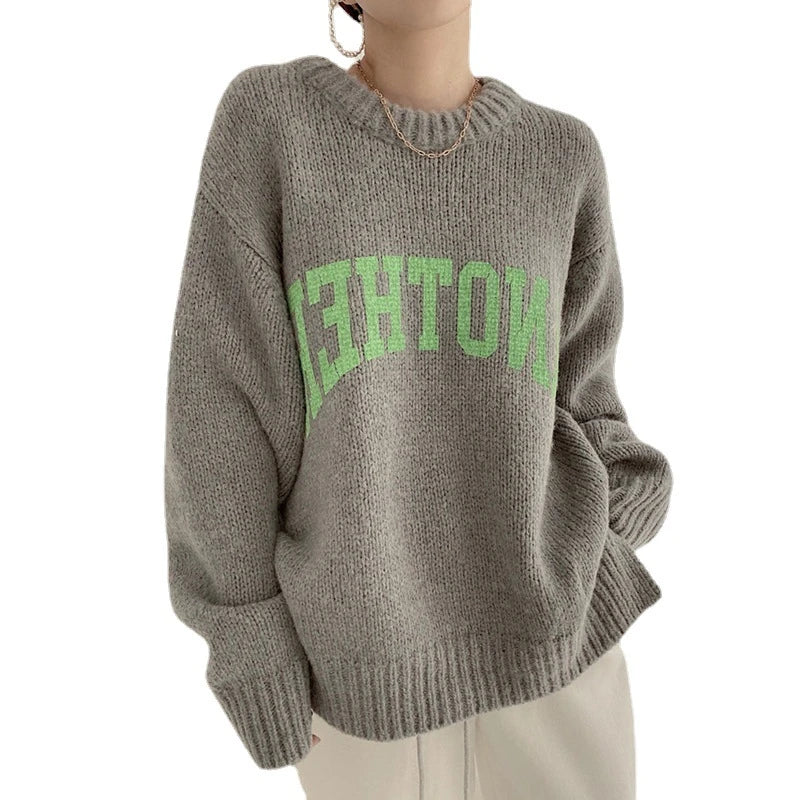 Women's Sweater™ Loose Oversized O Neck Sweater Letter Knitted Pullovers