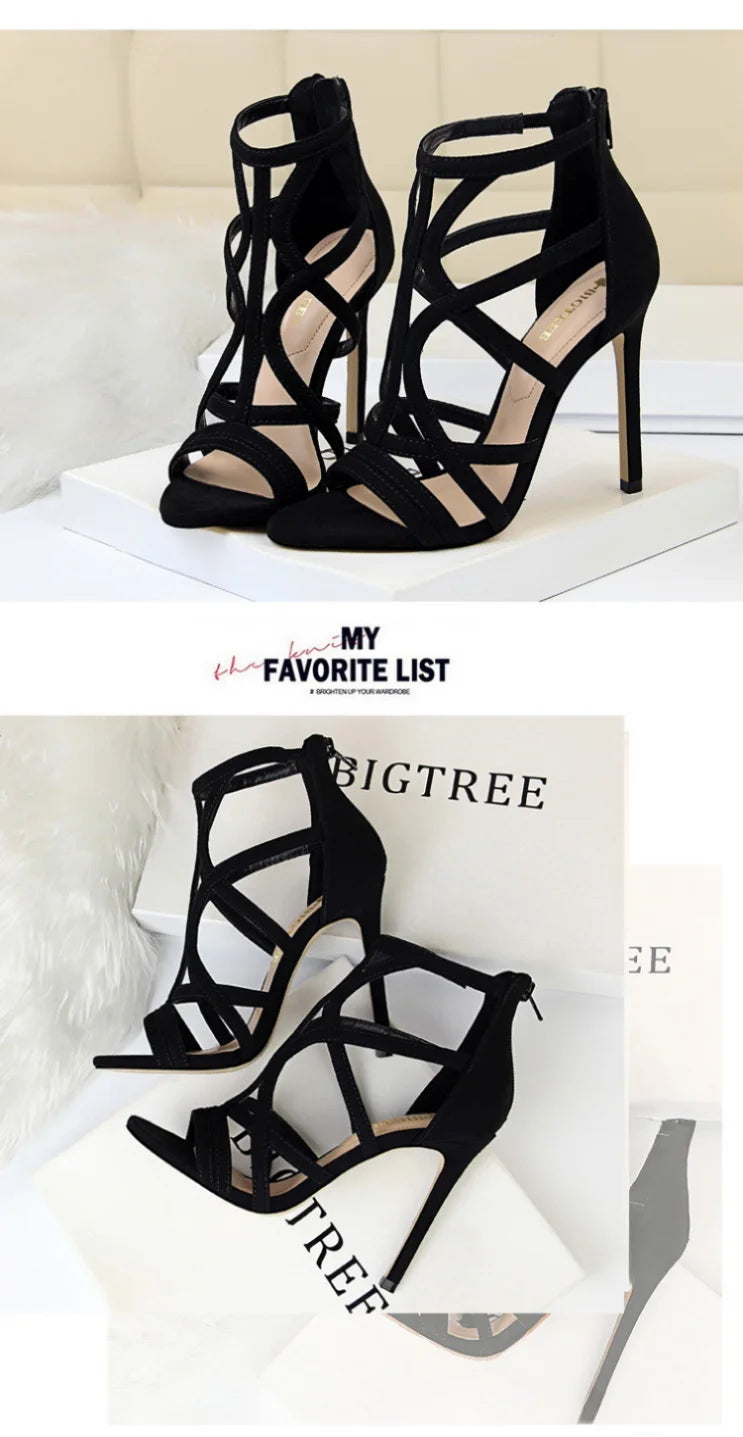 Women's High Heels™ Roman Style Velvet Hollow Out Fish Mouth Ultra High Heels