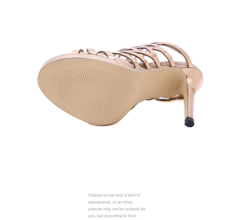 Women's High Heels™ Aneikeh Gladiator Golden Hollow Out High Heel Strap Sandals