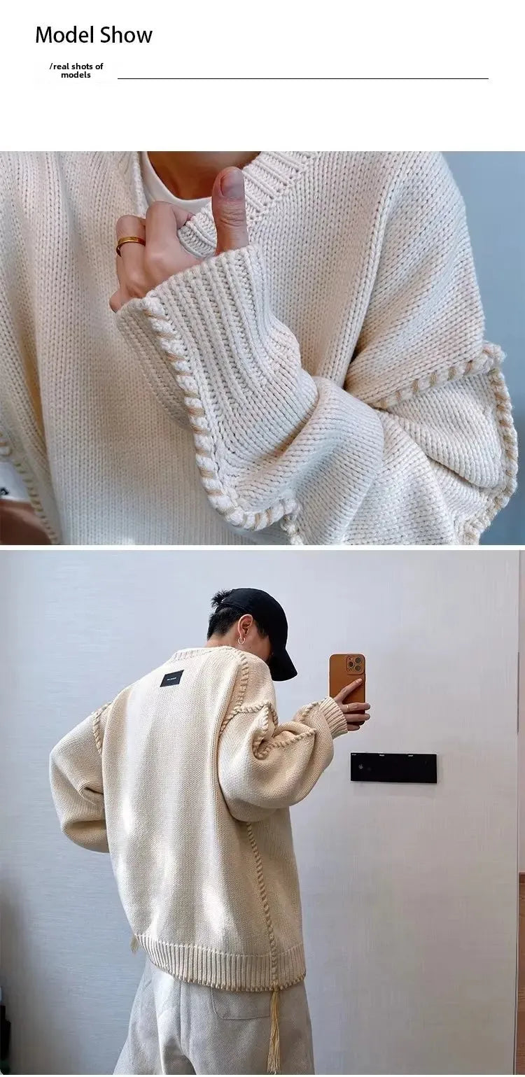Men's Knitted Sweater™ Casual Versatile Long Sleeve round Neck Thick Sweater