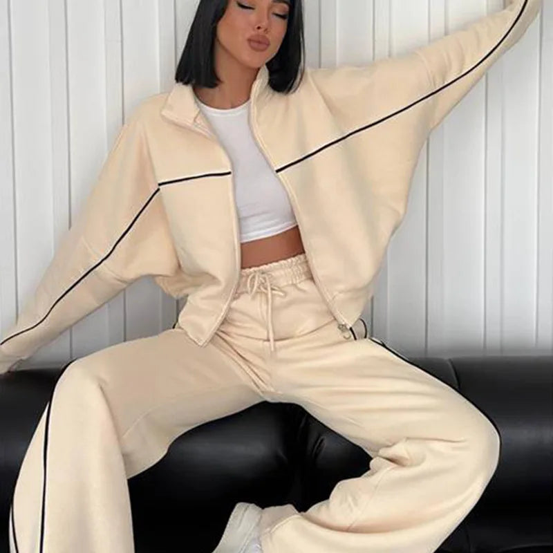 Women's Suit™ 2 Piece Outfits Long Sleeve Zip Up Jacket Jogger Sweatpants Tracksuit