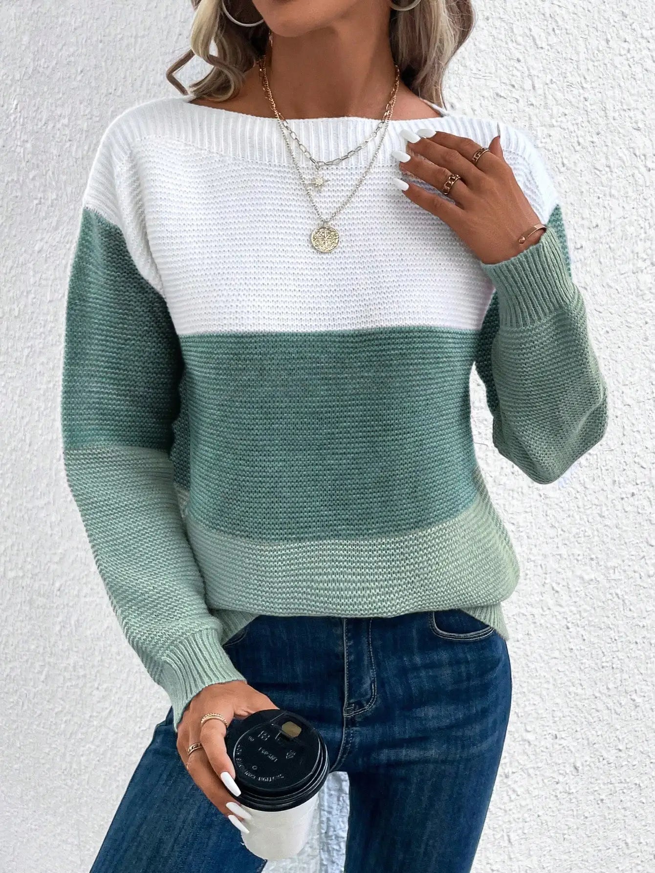 Women's Three-color Patchwork Sweater™ Casual Knitted Thickened Loose Jumpers