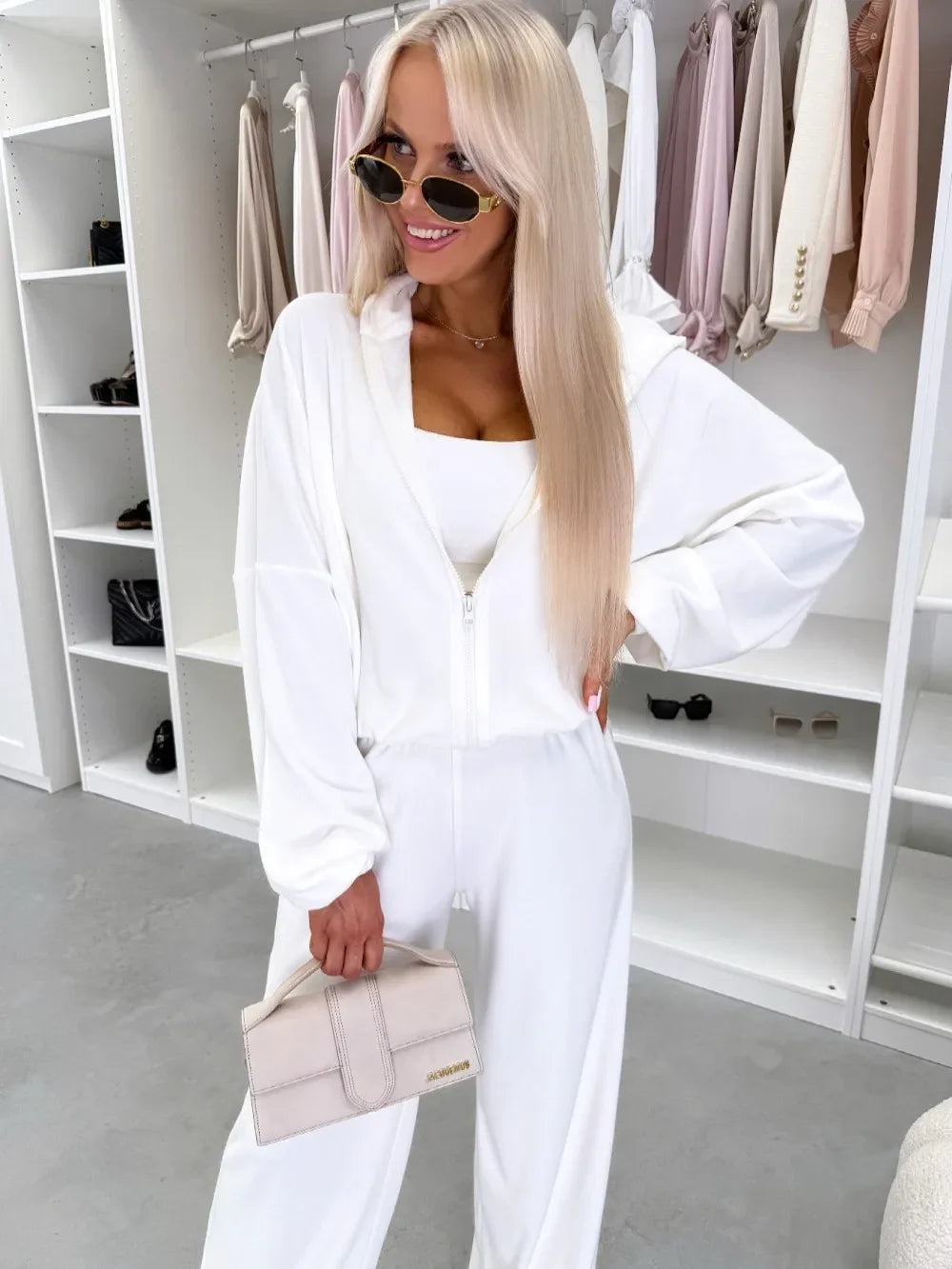 Women's  Casual Outfit™ Zipper Hooded Cardigan + Wide Leg Pants Two Piece Set