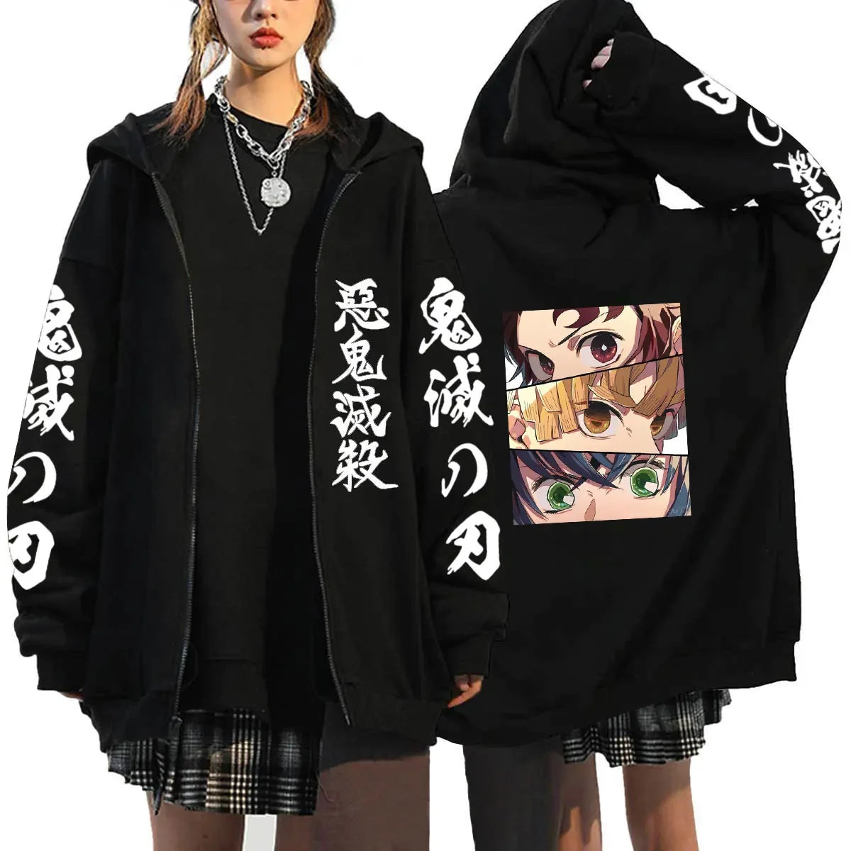 Women's Demon Slayer Zipper Hoodies™ Anime Oversized Full Zip Hoody