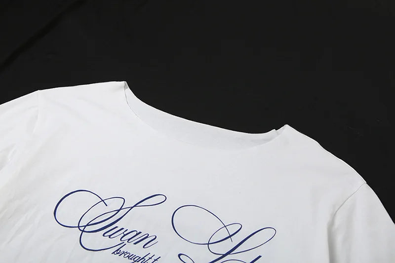 Women's Summer T-Shirt™ Letter Print Graphic Oversized One Shoulder Tops