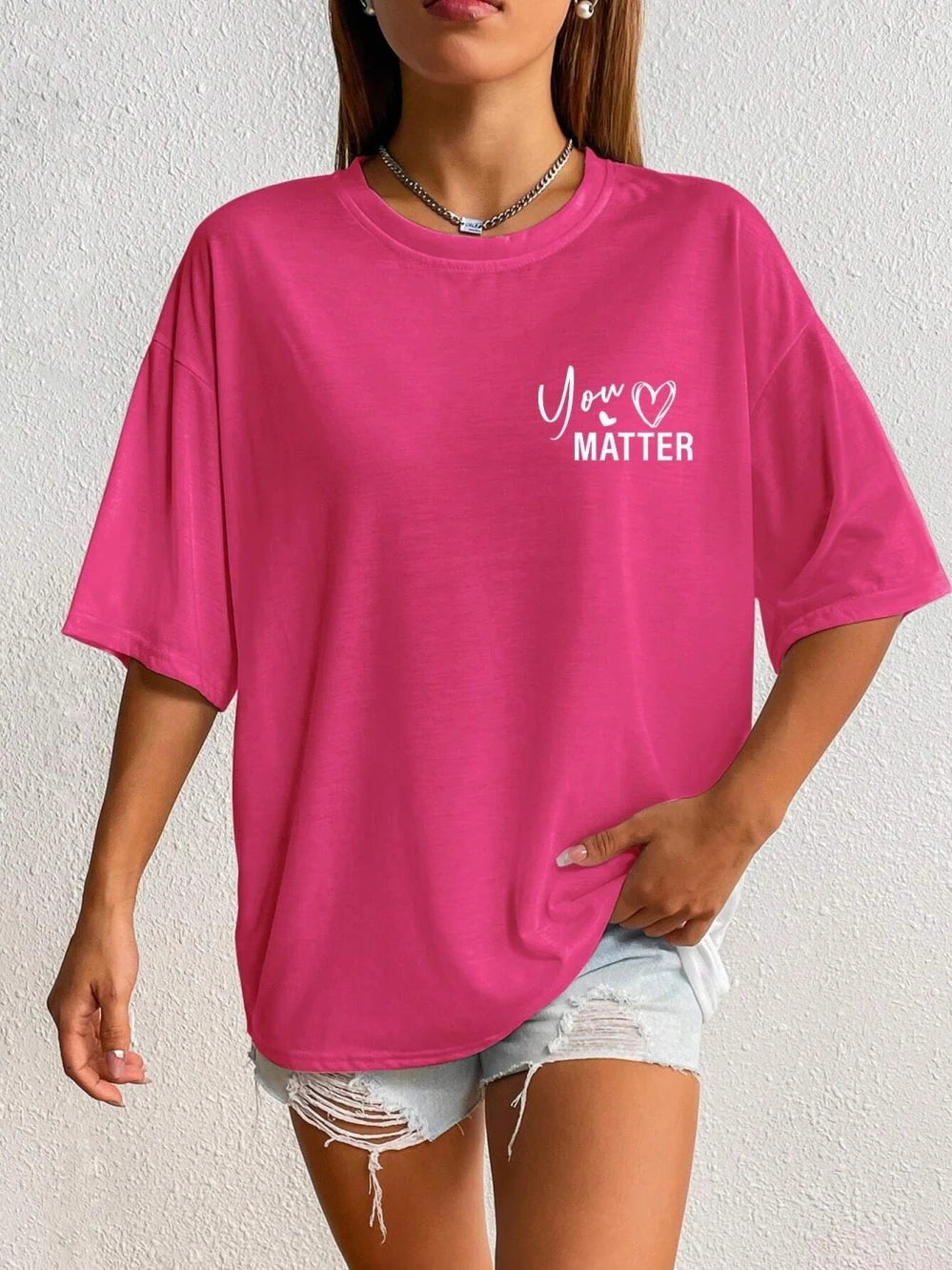 Women's Letter Printed T-shirts™ Short Sleeve Oversized Cotton T-shirt