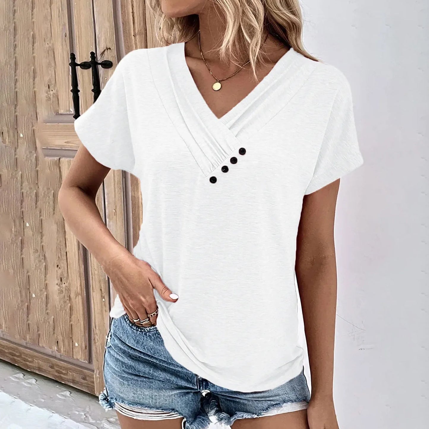 Women's Oversized T-Shirt™ Solid Color V Neck Short Sleeve Basic Tops