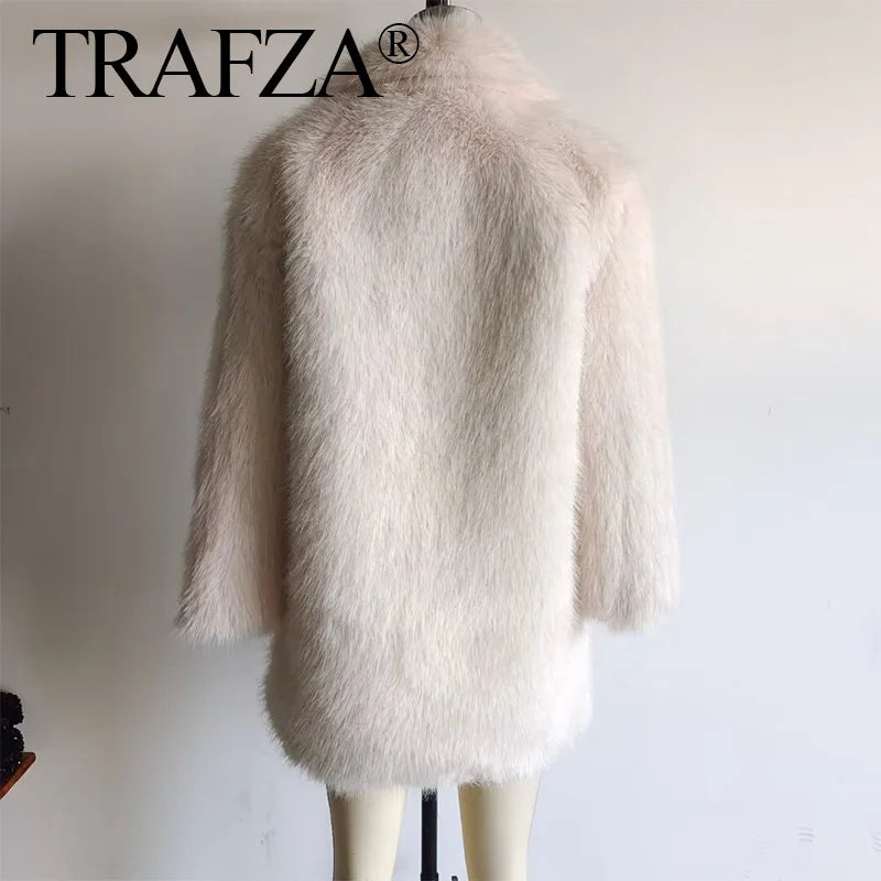 Women's Faux Fur Coat™ TRAFZA Female Chic Chill Long Sleeve Casual Warm Thicken Coat