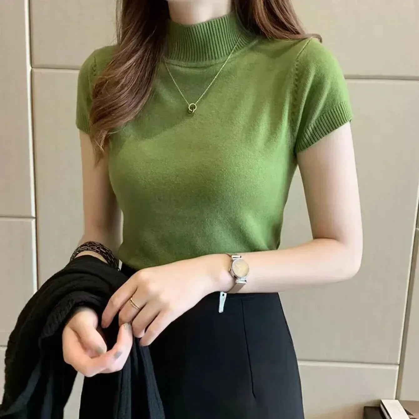 Women's Half-High Neck T-Shirt™ Casual Korean Style Elegant Tops