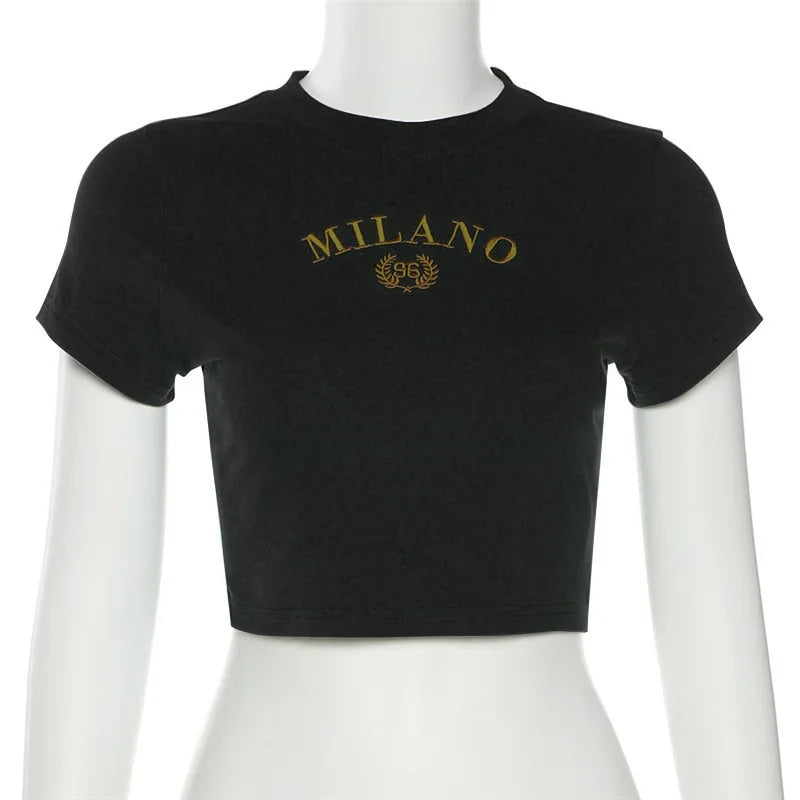 Women's Summer Crop T-shirt™ Short Sleeve O-Neck Cropped Tops