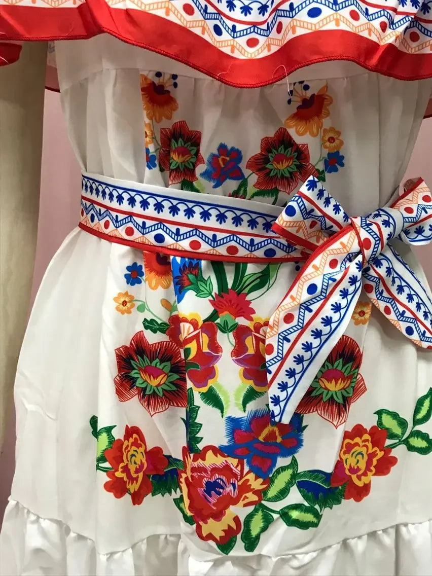 Women's Spring Summer Dresses™ Stand Off-shoulder Red Flower Printing Long Oversized Wide Hemline Sleeveless Dress